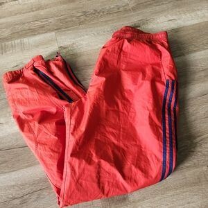 adidas Mens Red Orange Track Pants Navy Accents
